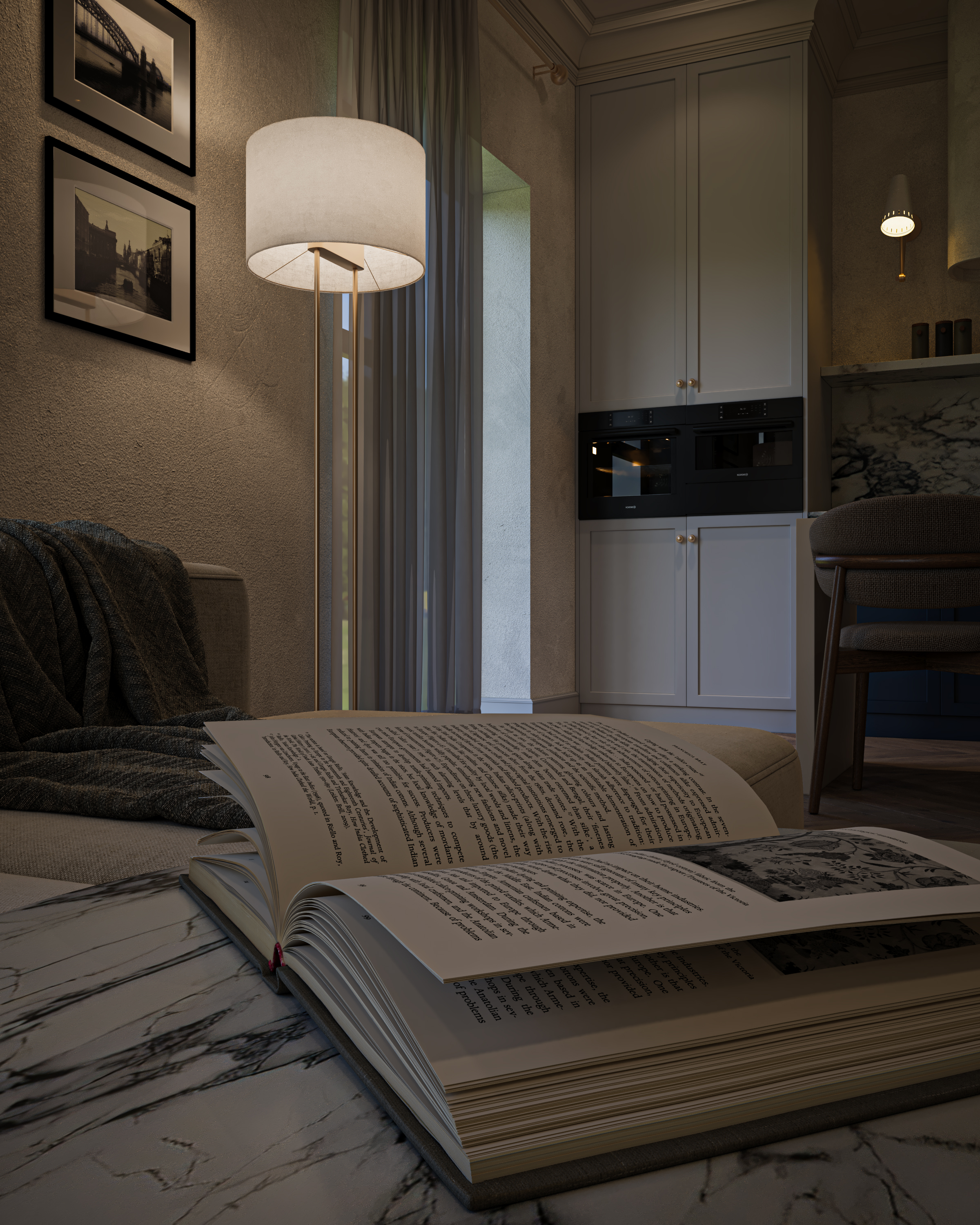 classic living room and kitchen-7