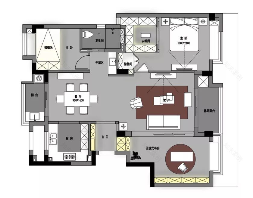 115㎡多彩混搭住宅,打造轻奢复古艺术空间-7
