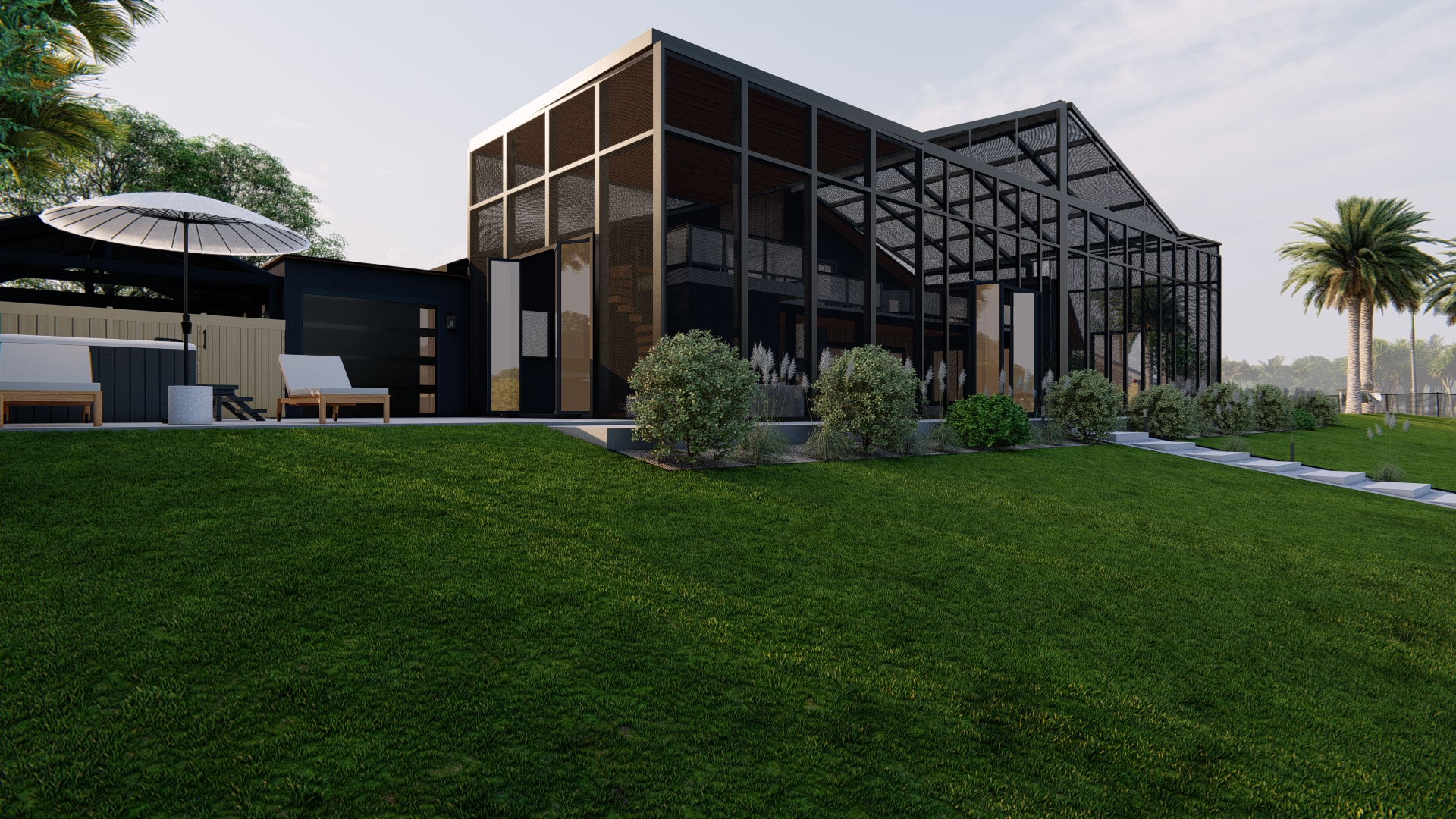 Indoor pool with a lake view-5