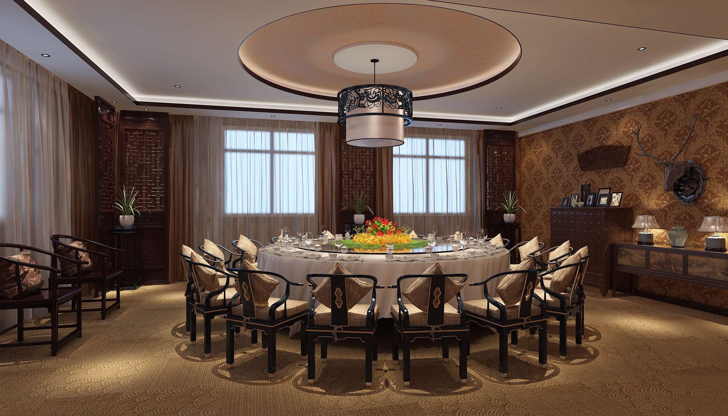 新中式风格奢华酒店餐厅 会所包房 包厢 包间 高清效果-2-33