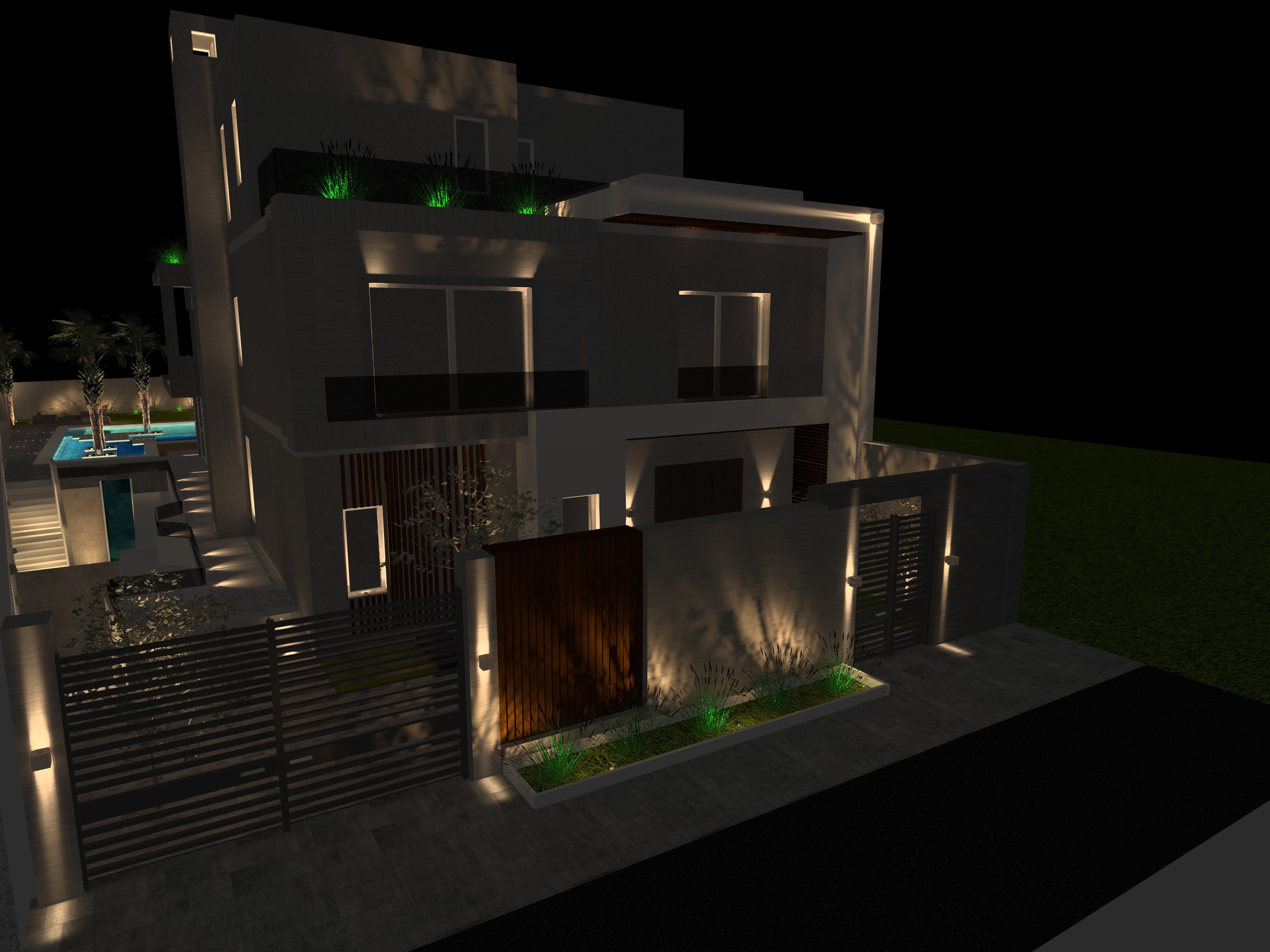 Private Villa Facade & Landscape Lighting design-0