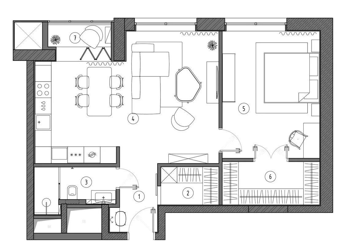 66㎡一居室,用一抹绿点亮整个空间丨俄罗斯莫斯科丨BUREAUSLOVO-1