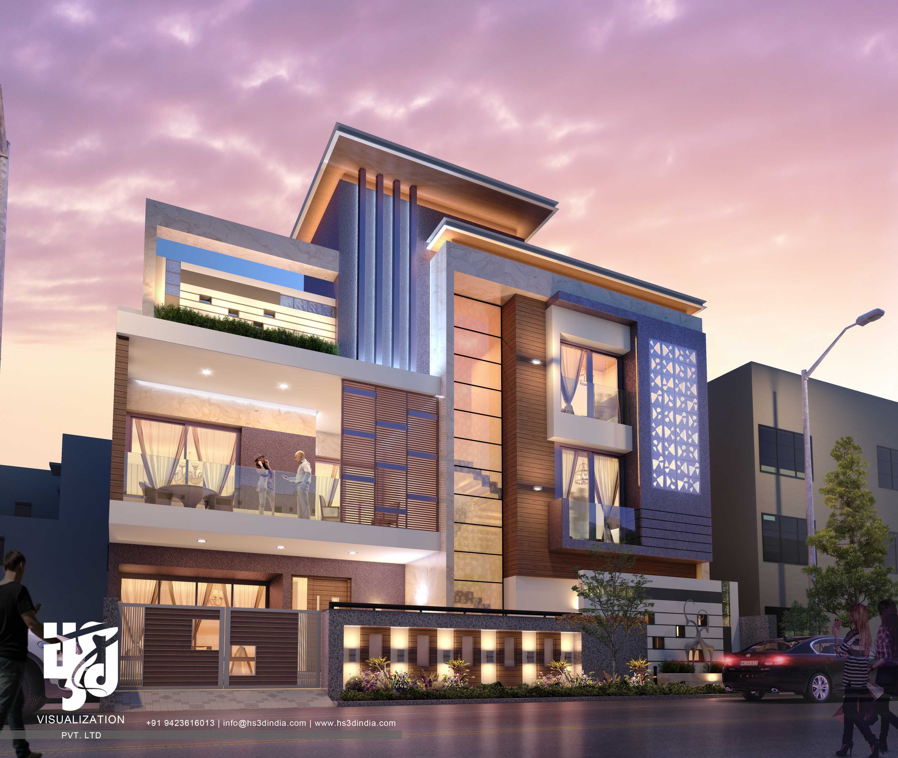 印度 HS3D 可视化平房夜景渲染-5