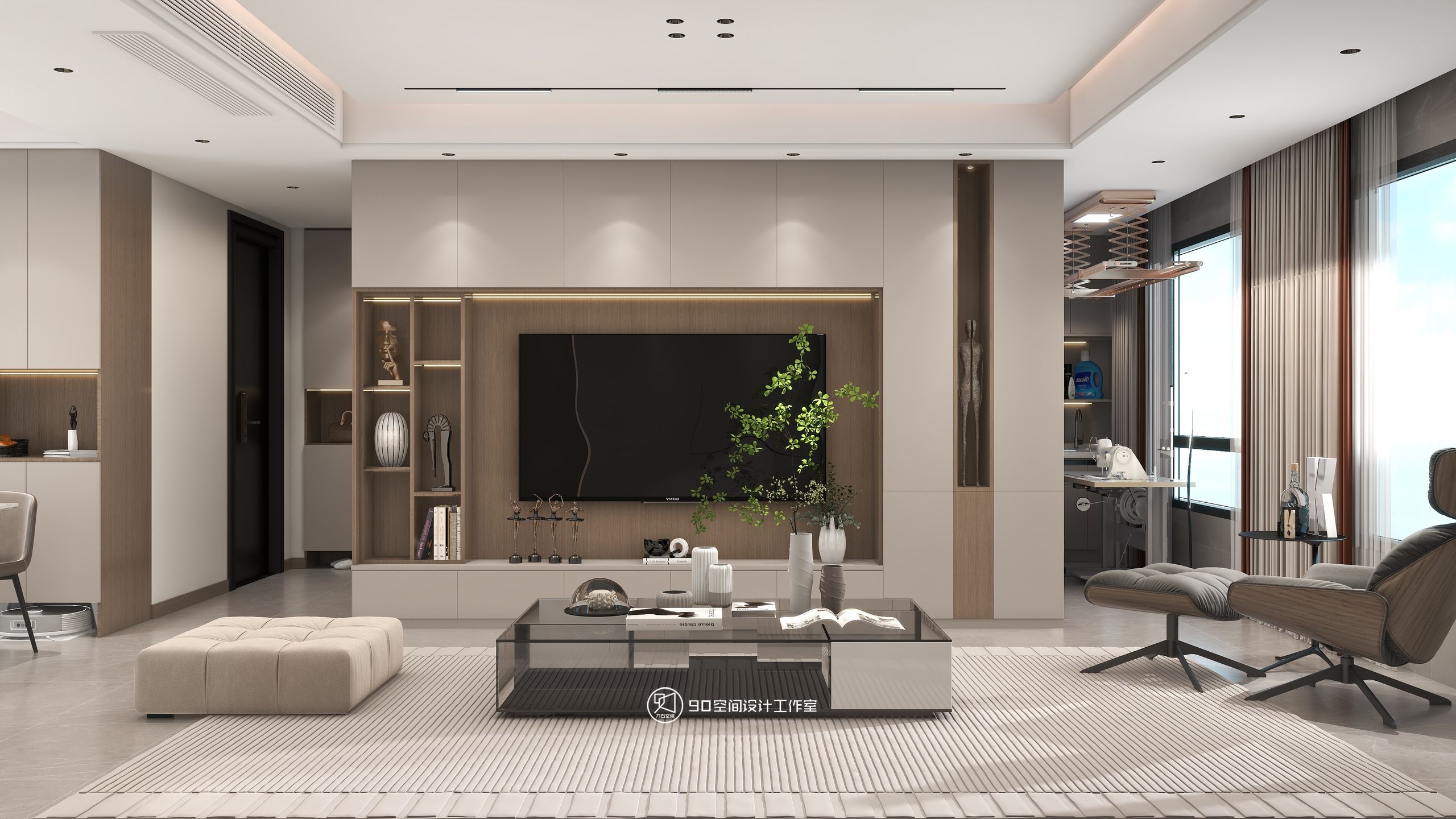 蒲公英现代风格住宅设计丨90 空间设计-6