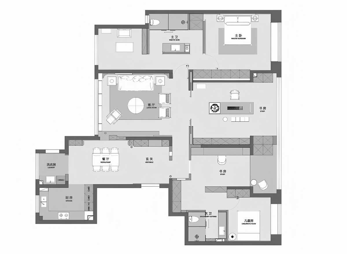 西安金泰东郡平层255㎡丨中国西安丨西安左山空间艺术-6