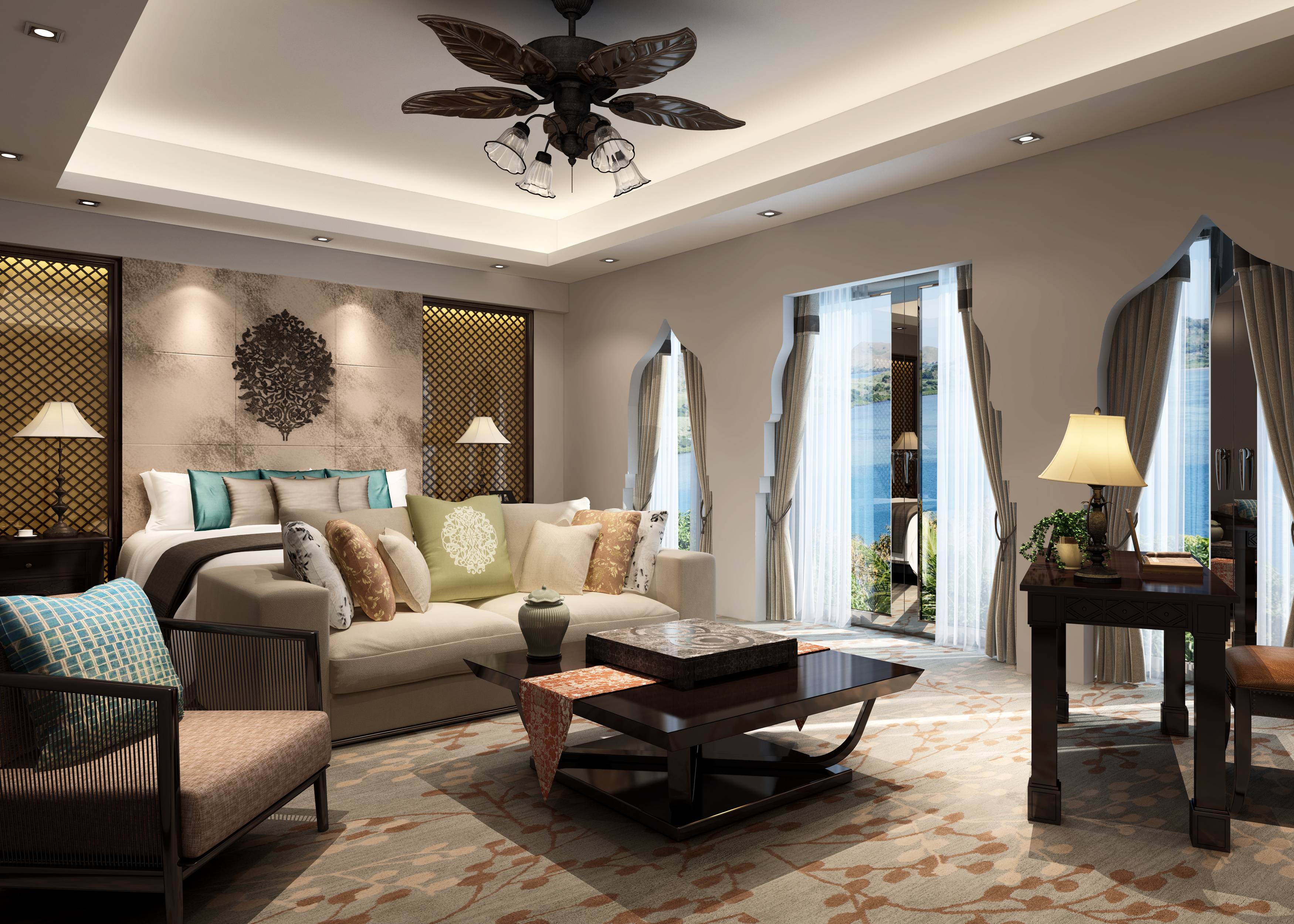 新中式 中式古典 奢华家装别墅样板房-14-10