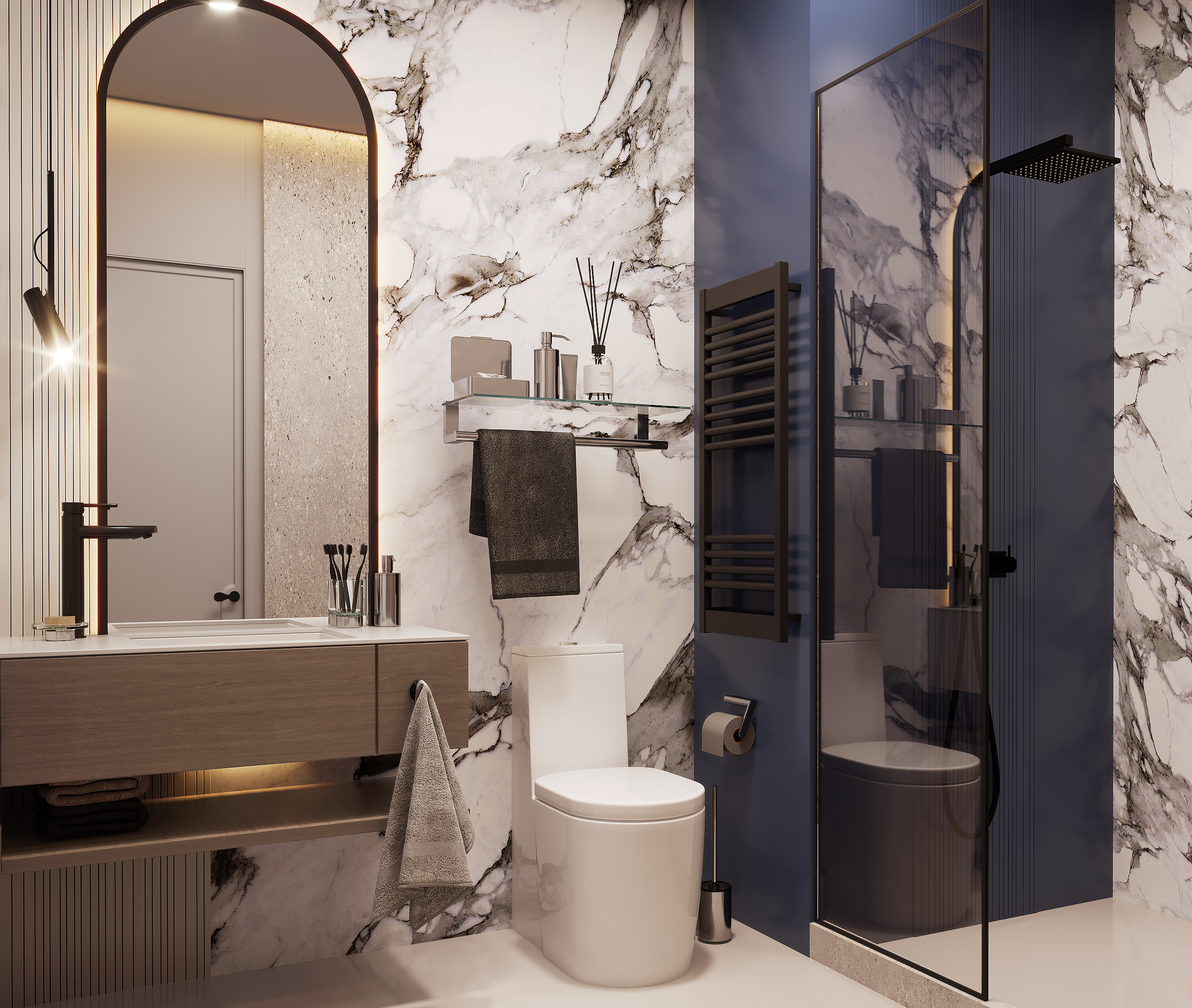 Small Residential Studio | Cohesive Blue Interior-11