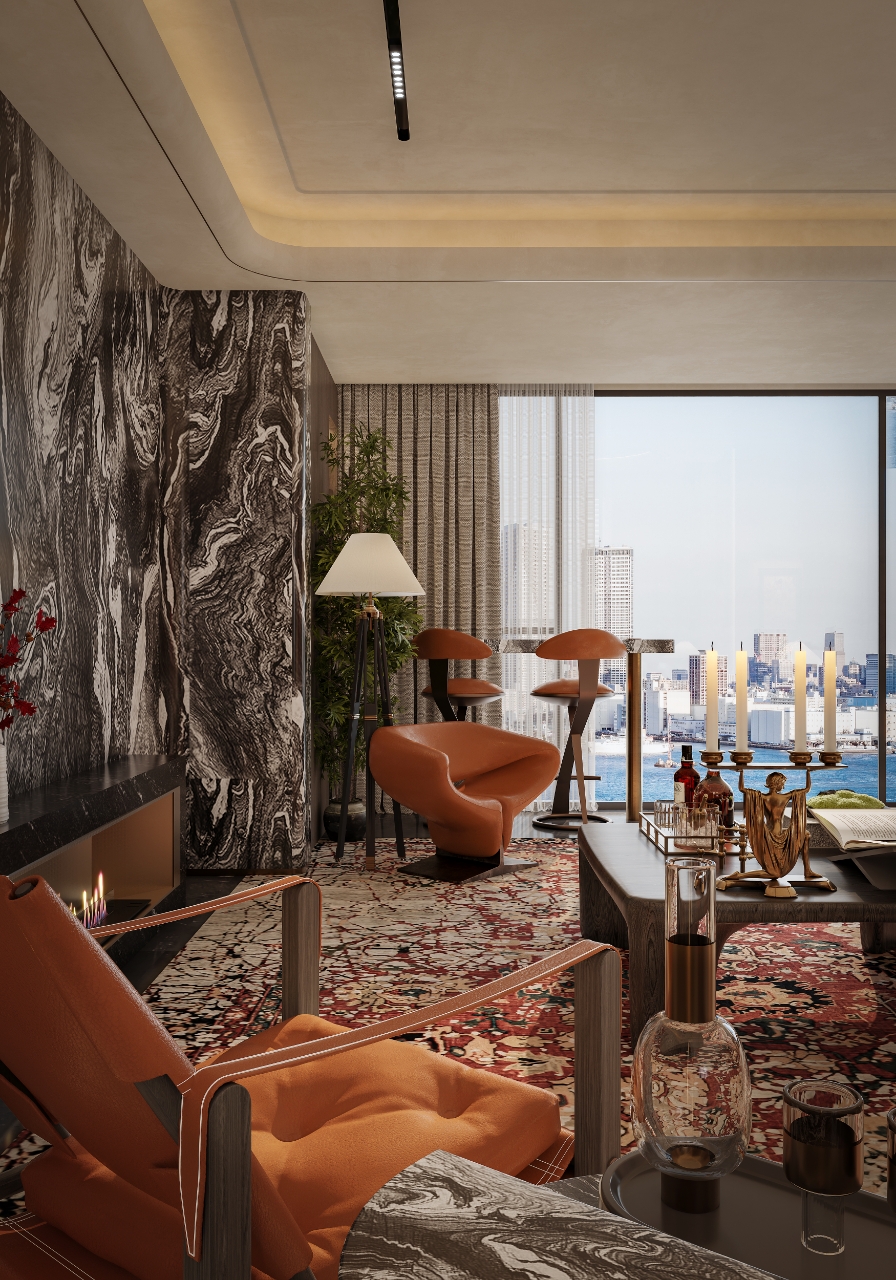 深色材质 × 对话空间  写实渲染项目丨Three Parts Blank-12