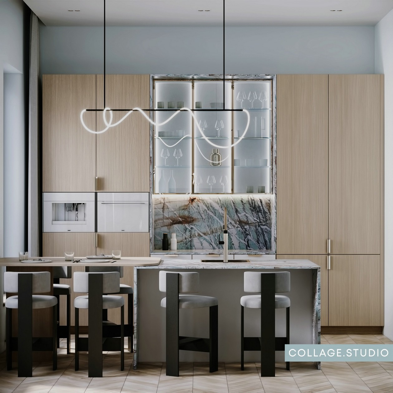 浅蓝色+木质 美的纯粹又自然。-4