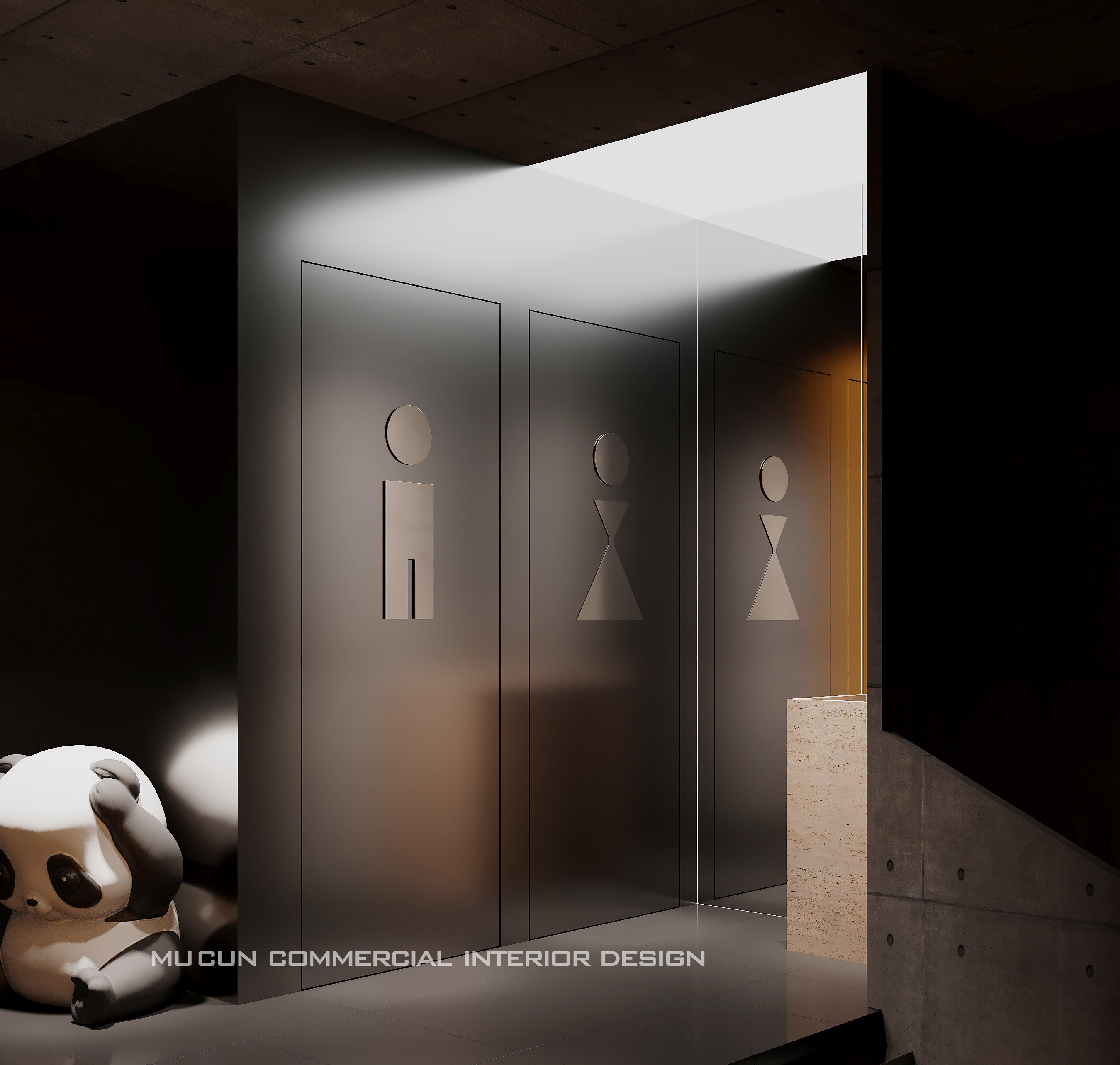 熊猫主题餐厅未来金属质感多种功能交替-6