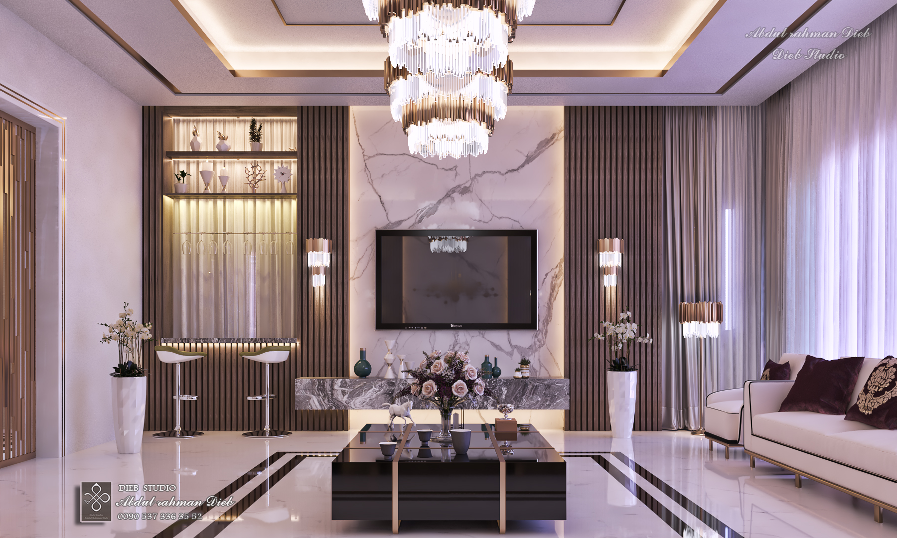 别墅内双层高的大堂丨ABDULRAHMAN DIEB-13