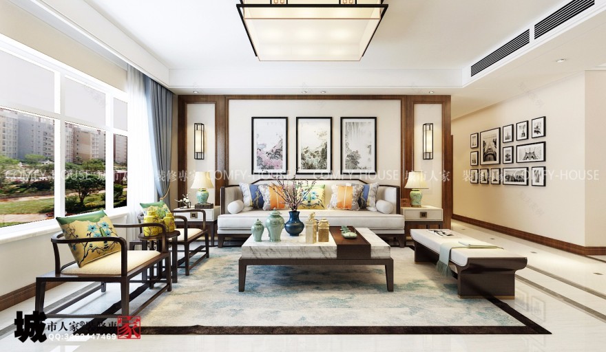 国华新经典169平米新中式风格装修效果图-6