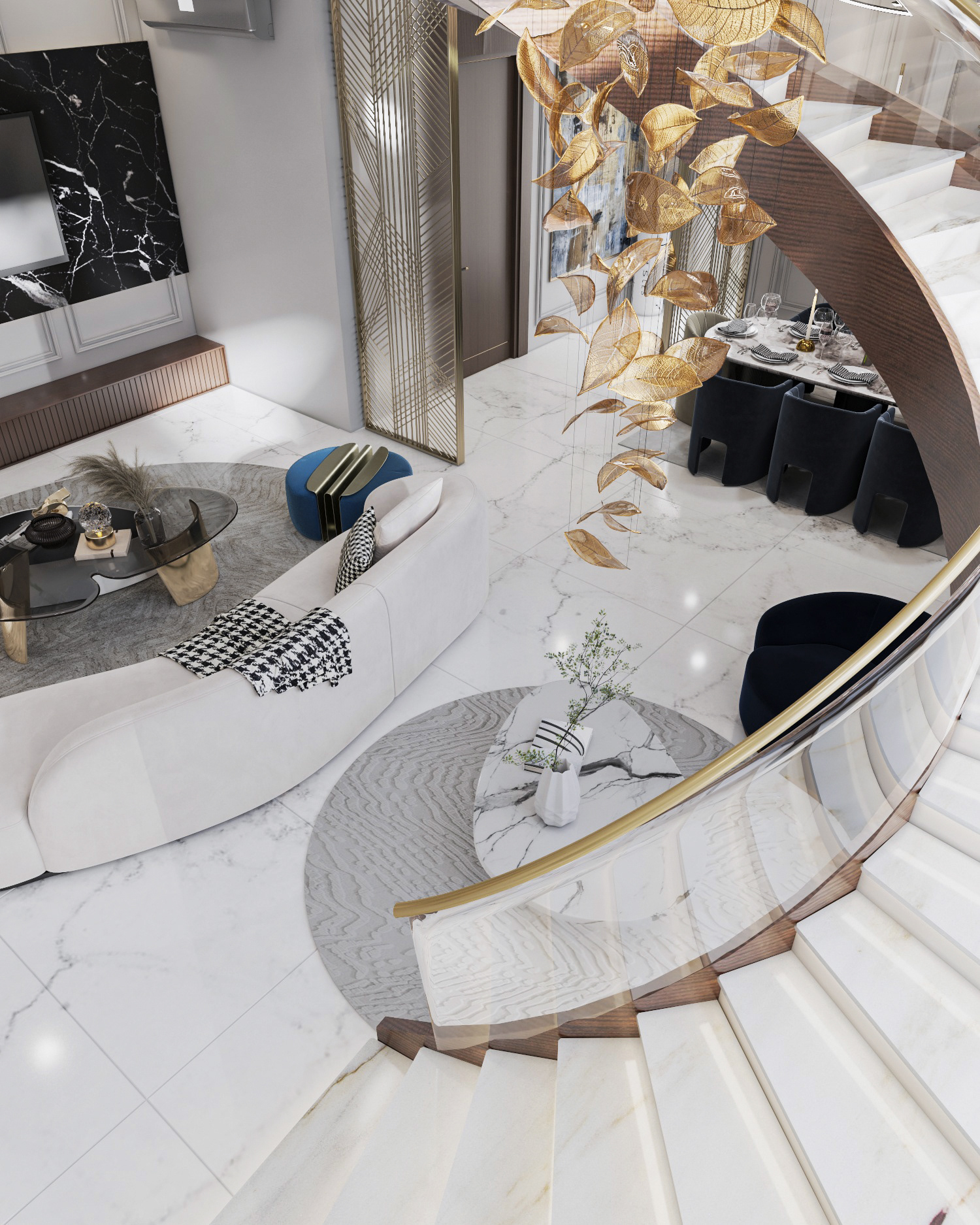 别墅大厅设计丨沙特阿拉伯-8