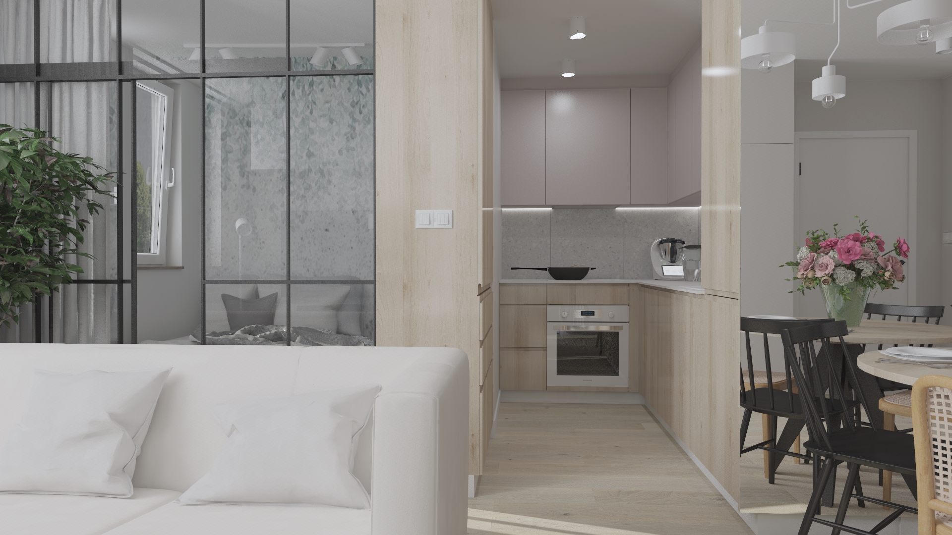 Projekt strefy dziennej mieszkania w Bochni-0