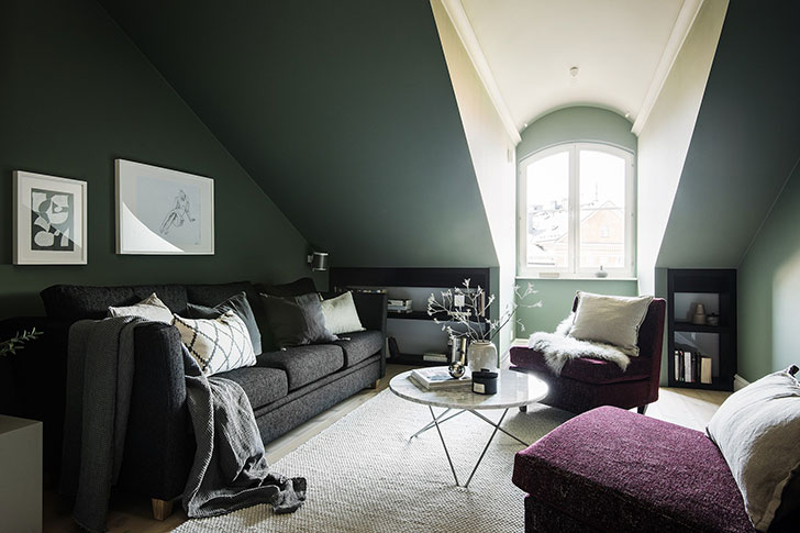 斯德哥尔摩顶层坡顶公寓，独特温馨的空间设计-1