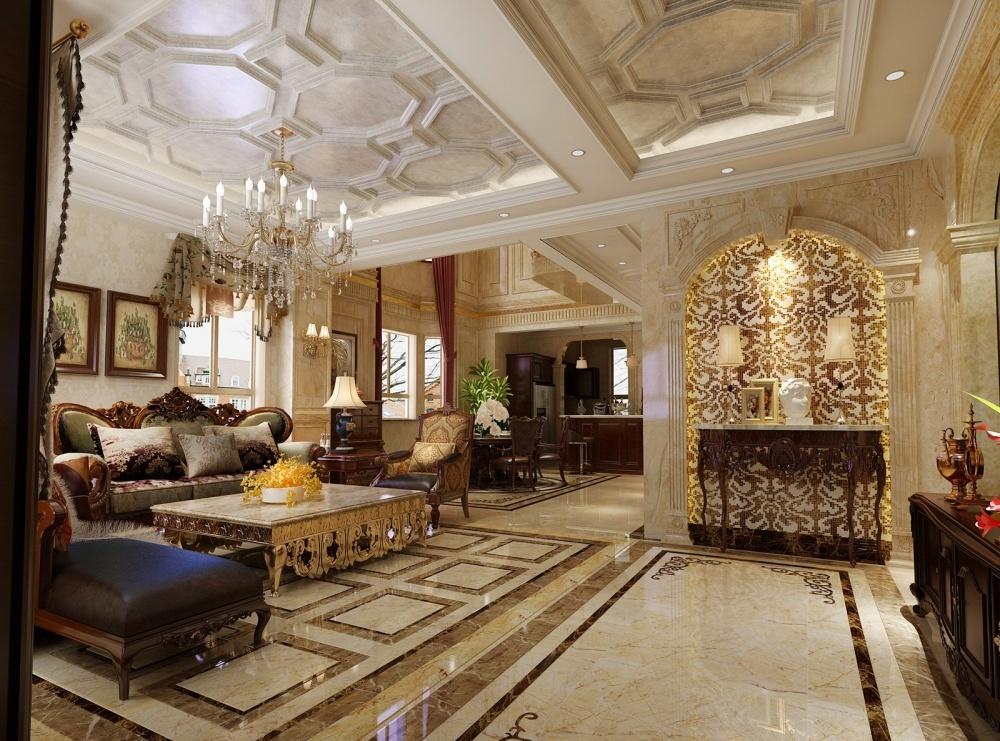 巴洛克风格石材背景墙，中西合璧文化气息-2