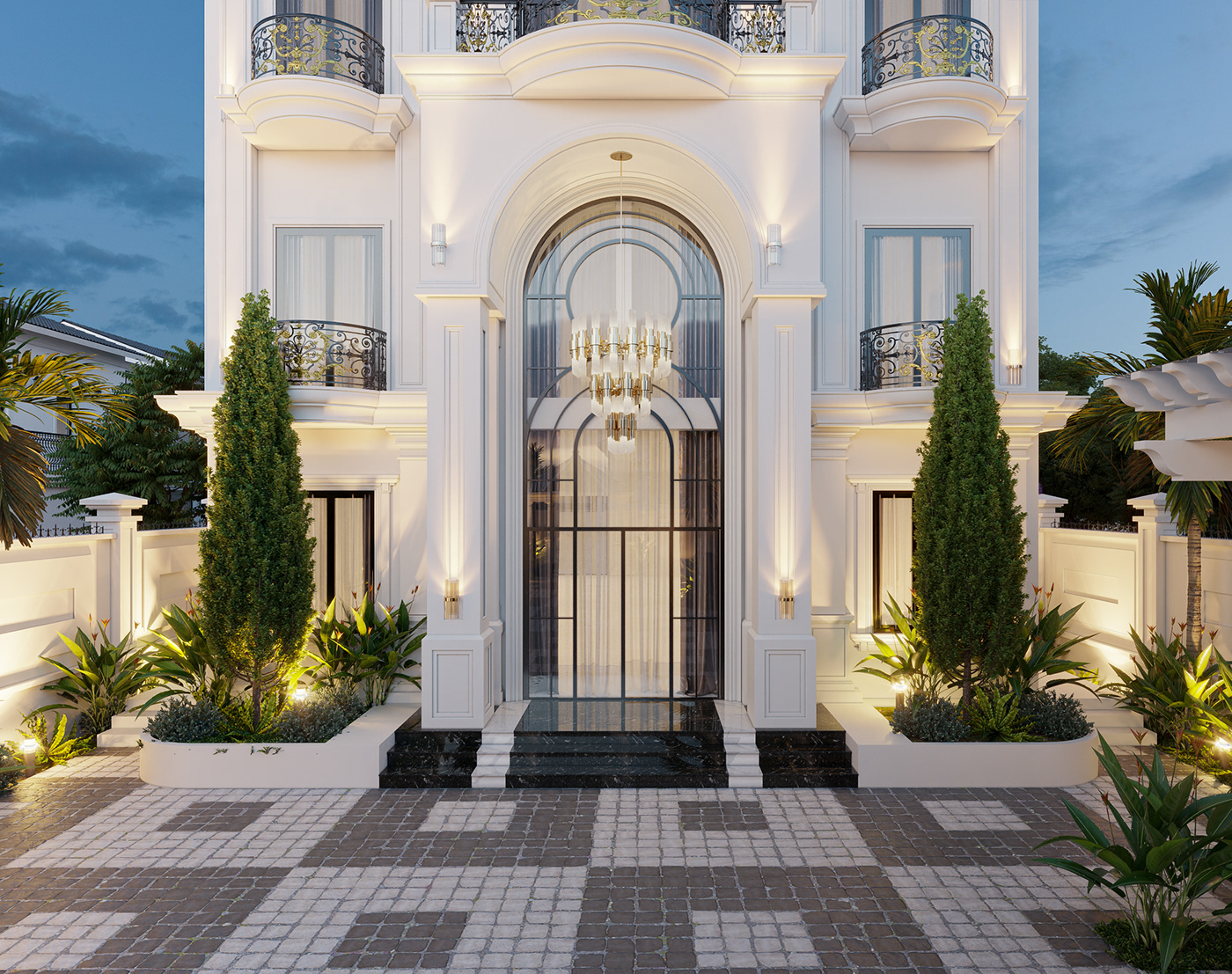 7525. Free Sketchup Neoclassical Villa Exterior Model-7