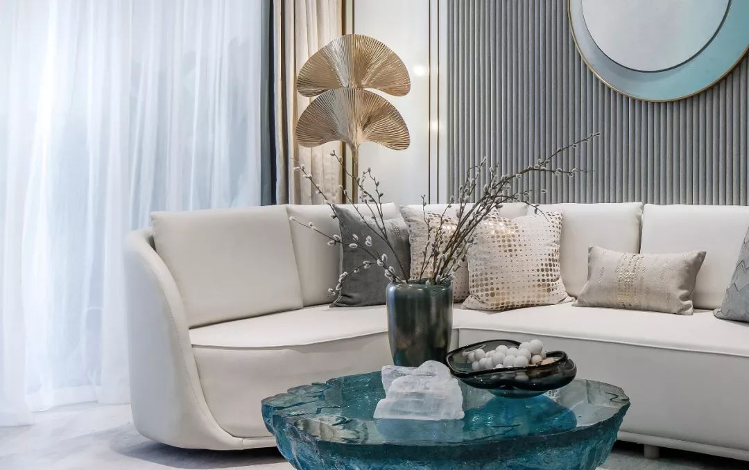 98㎡新中式住宅,蓝调浪漫幸福空间-21