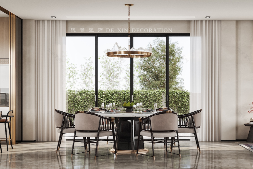 宋式美学的新中式别墅 · 侨建御溪谷丨德馨装饰-19