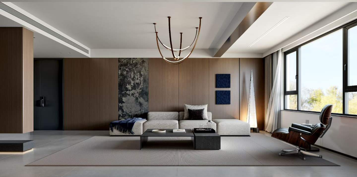 大平层轻奢客餐厅效果图表现-1