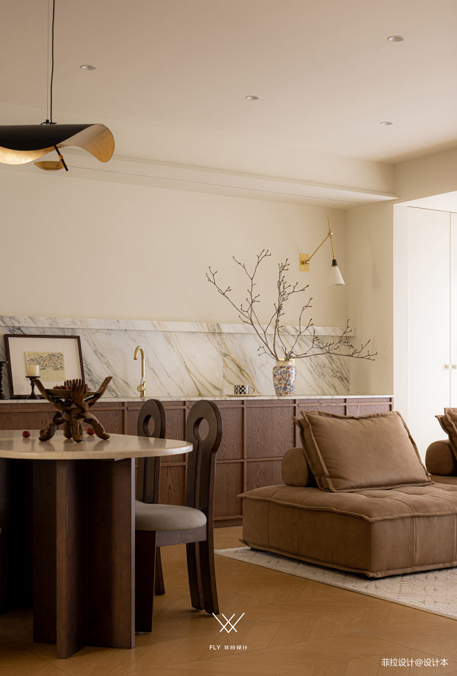 装修还得看90后：两人一猫住100㎡，开放布局的奶油中古家-50