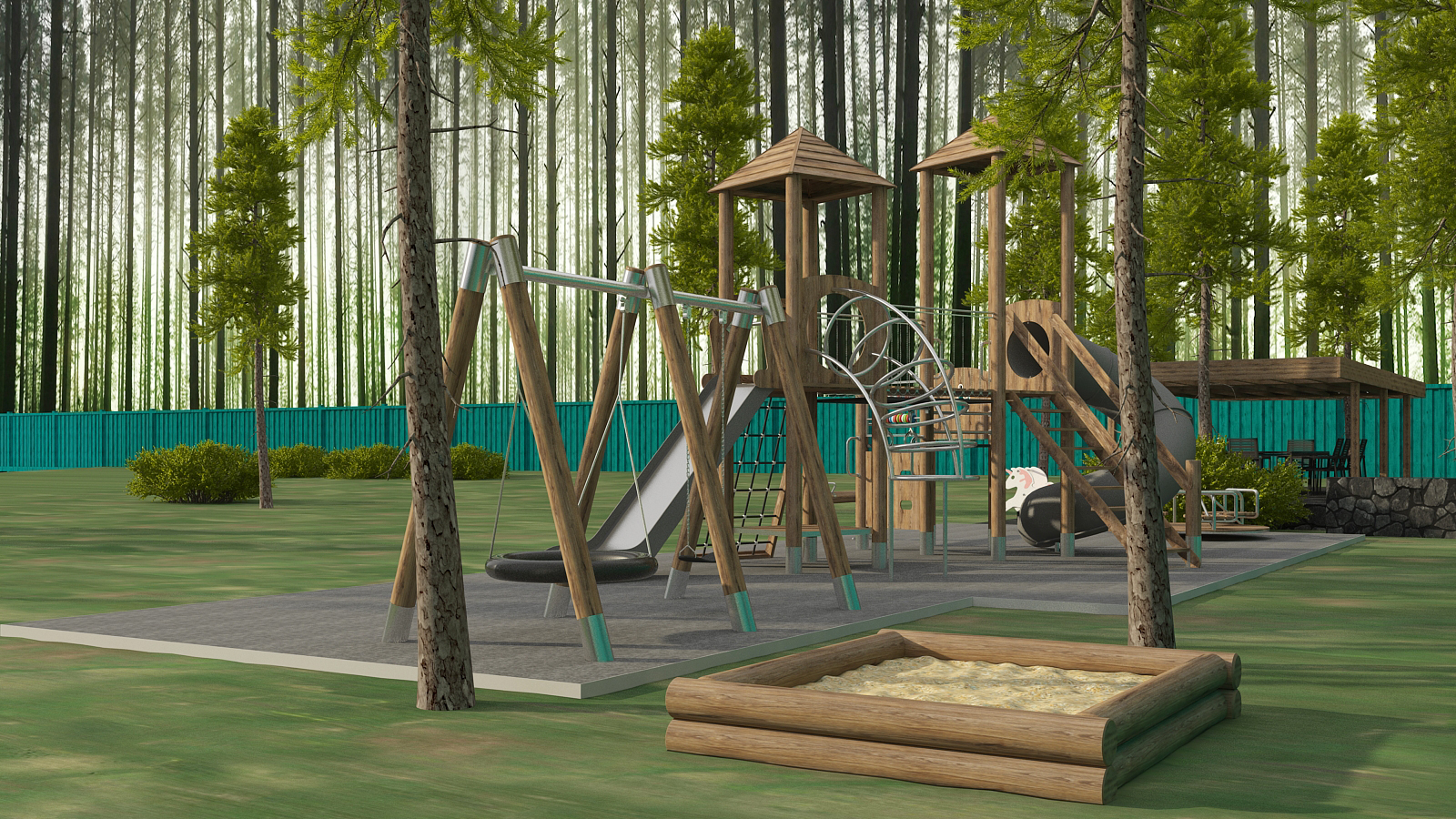 Gazebo and playground in Moscow-4