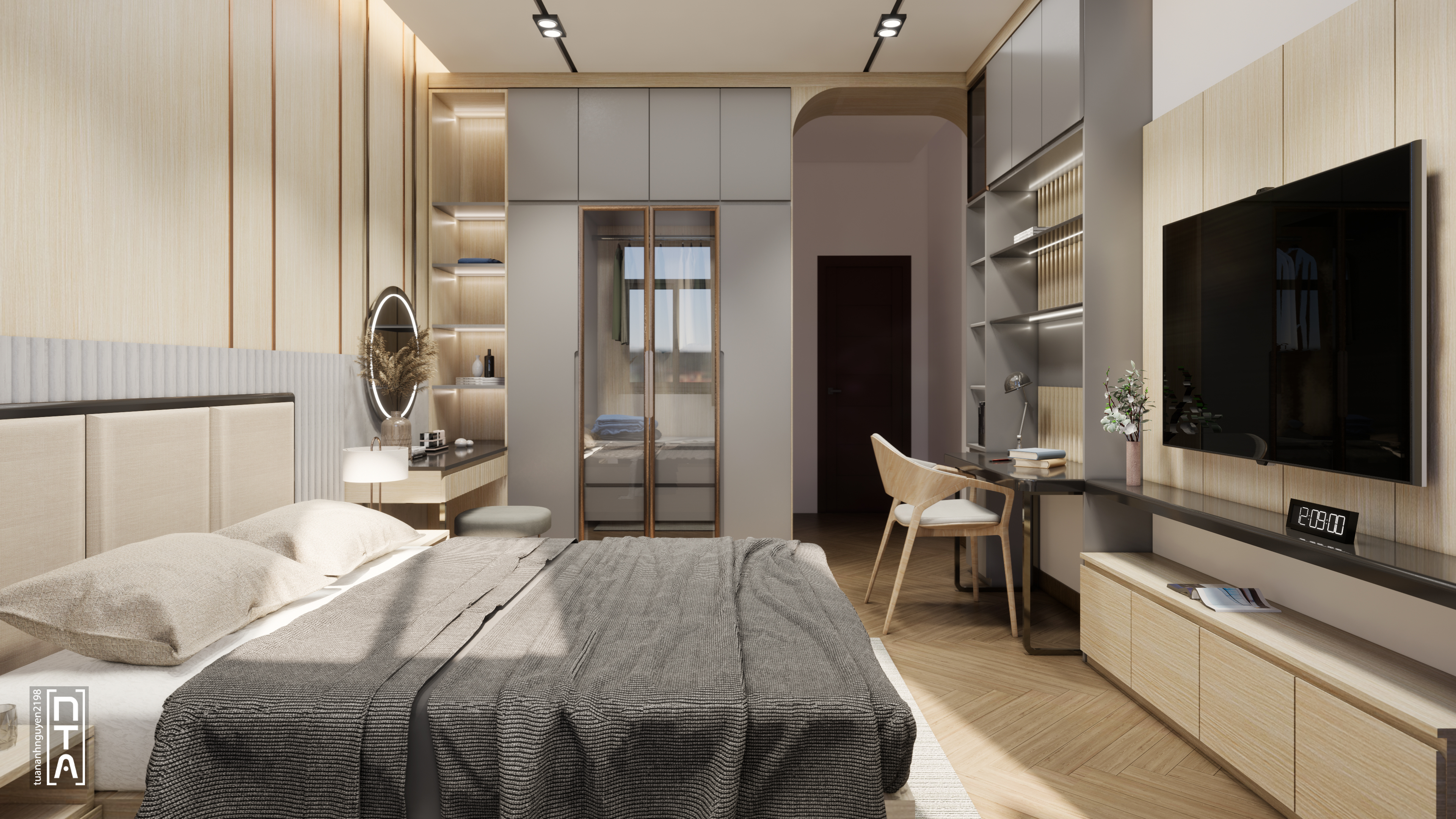 联排别墅卧室内部丨越南胡志明市丨Tuan Anh（Saigon Design）-0