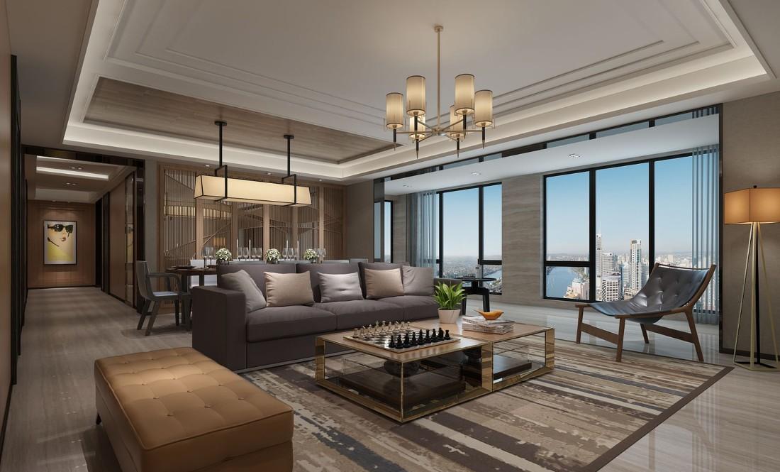 盛夏时光——简约几何客厅与实用餐厅设计-0