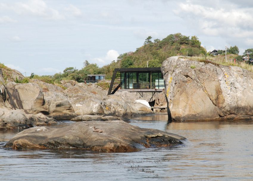 挪威峡湾岩石岛当代设计住宅丨挪威建筑师Lund Hagem-8
