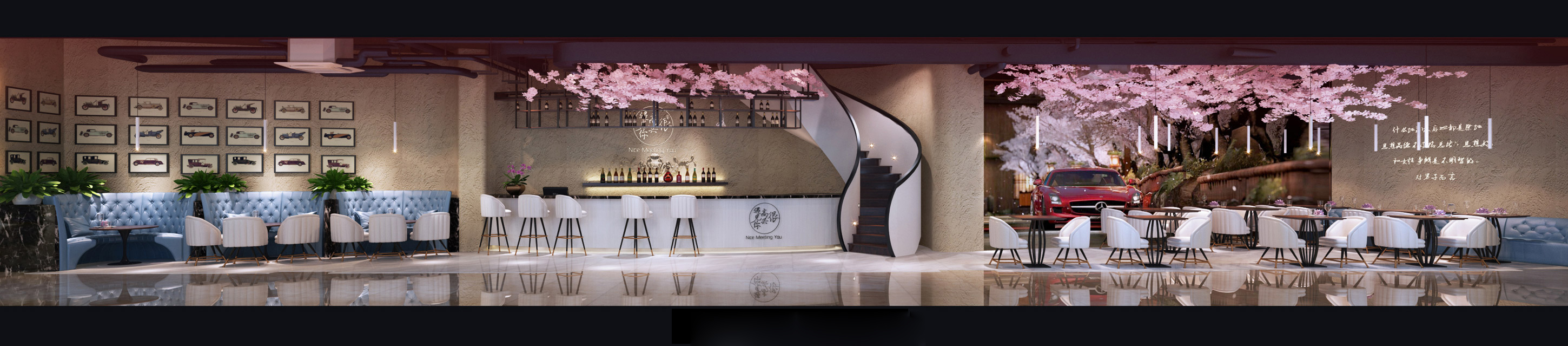 餐厅设计效果图中餐厅餐厅包间包房小吃店面馆工业主题餐厅-3-9