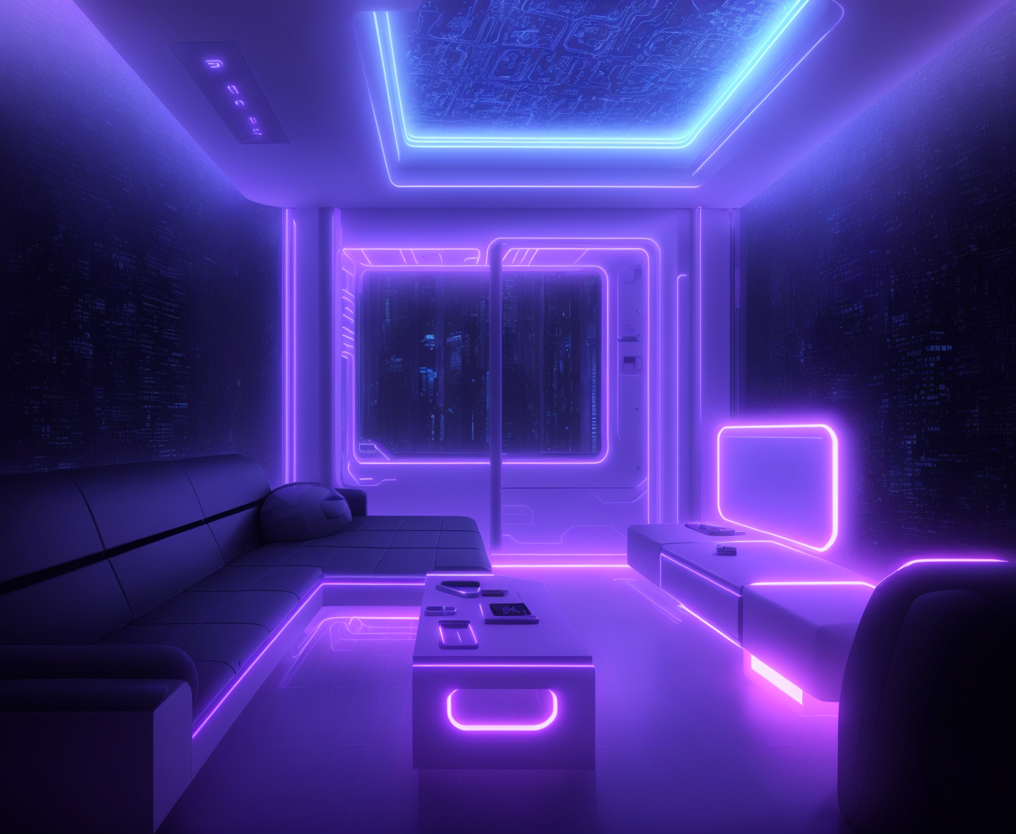 Living room Interior design - Cyberpunk-6