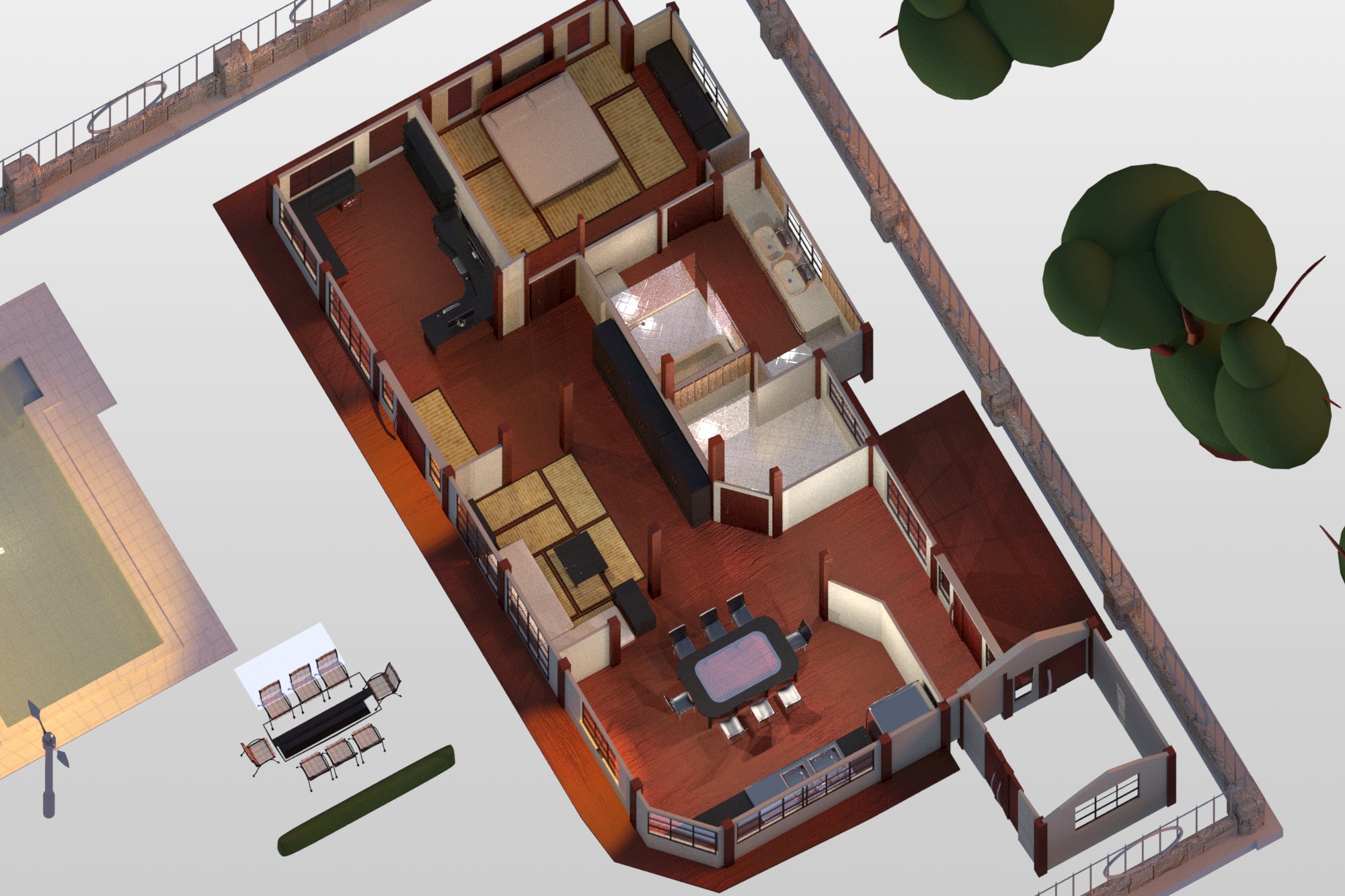 cartoon japanese modern house-0