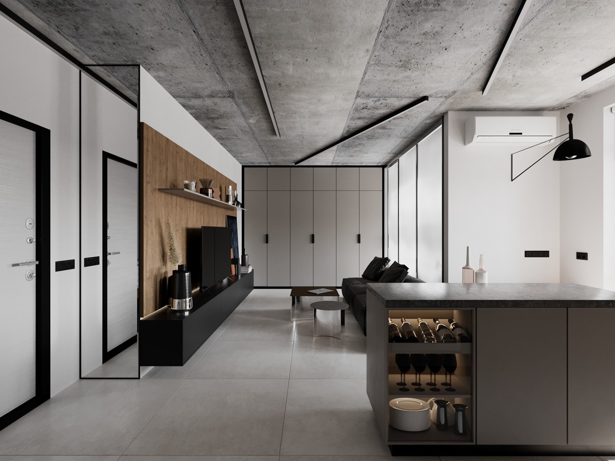 乌克兰 48.8㎡工业风质感公寓-2