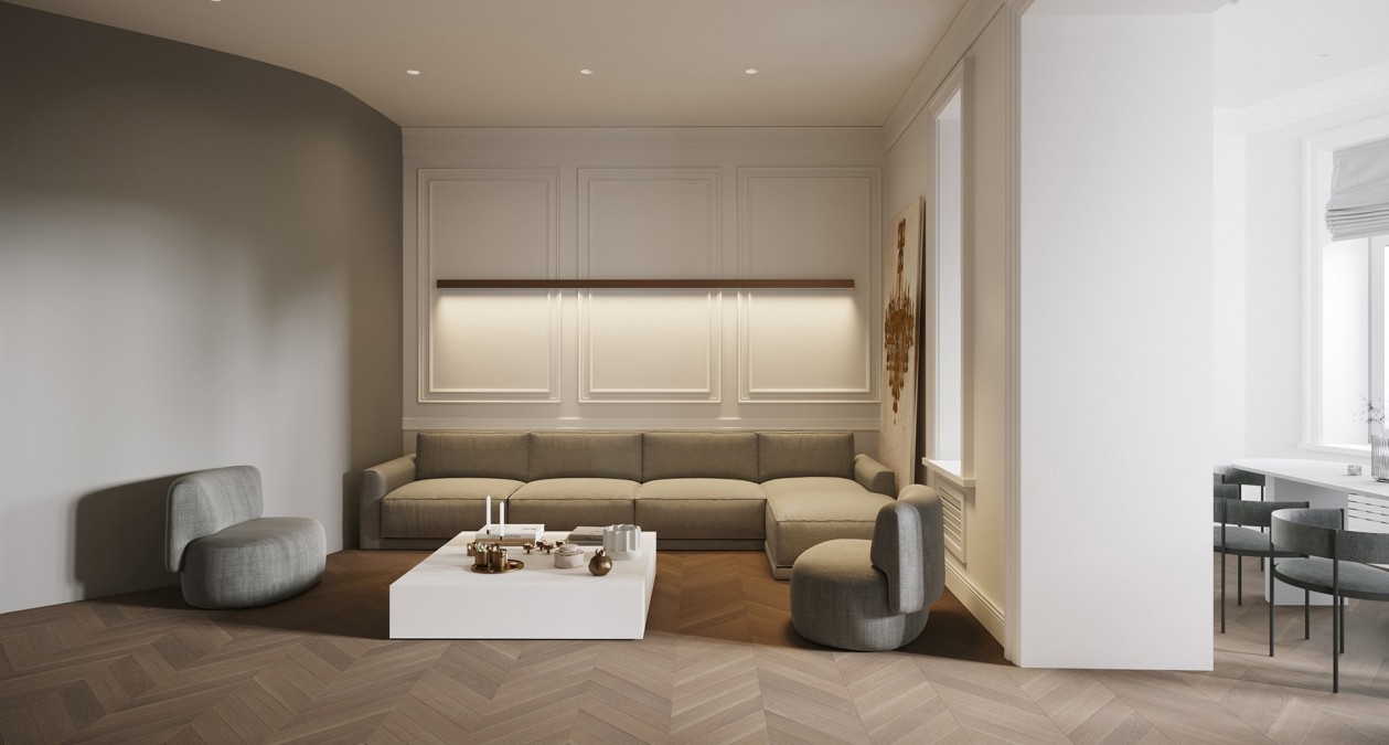 金色+象牙白，明亮舒适的现代感公寓-4