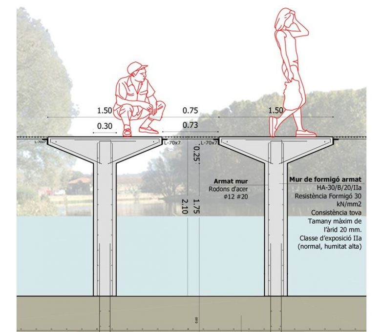 西班牙曼略市无护栏可被淹没的人行桥丨Sau Taller d’Arquitectura-19