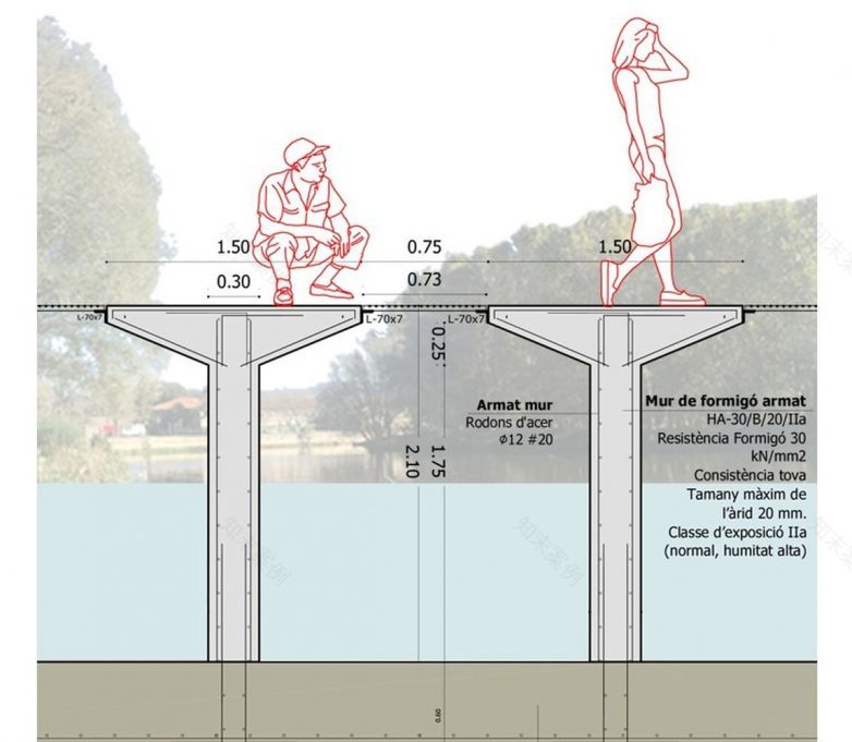 西班牙曼略市无护栏可被淹没的人行桥丨Sau Taller d’Arquitectura-19