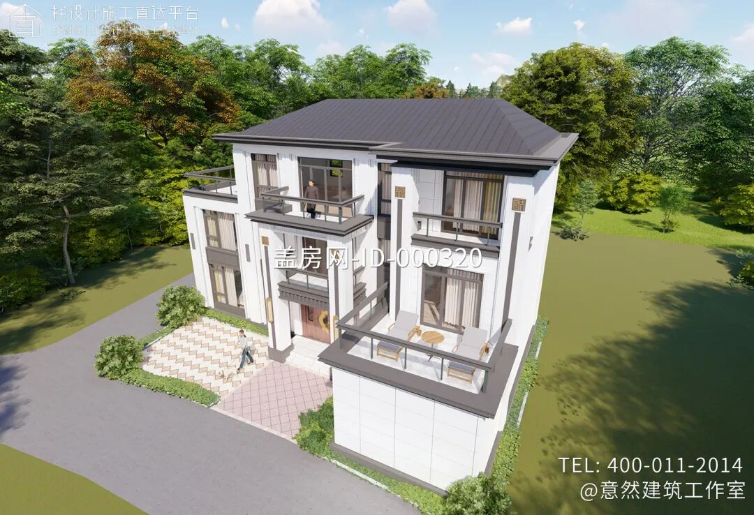 【设计师案例】土建参考造价65万，面宽18m×进深12.6m四川成都三层新中式别墅-39