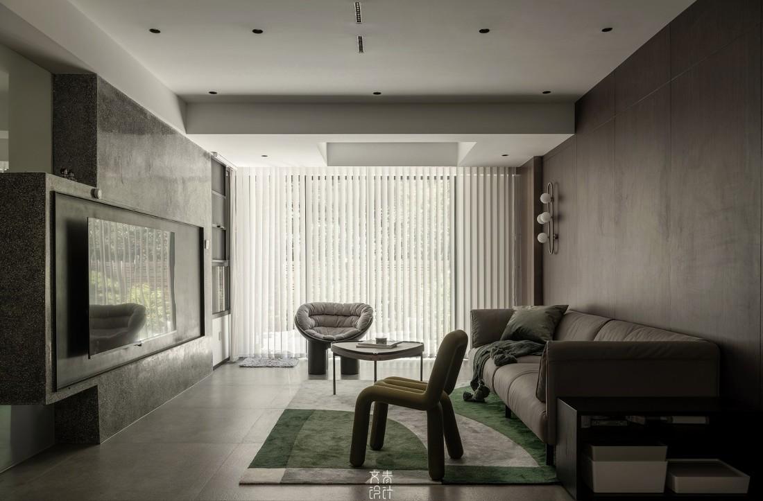 蓝色乳胶漆玄关,水磨石装饰的现代家居设计-6