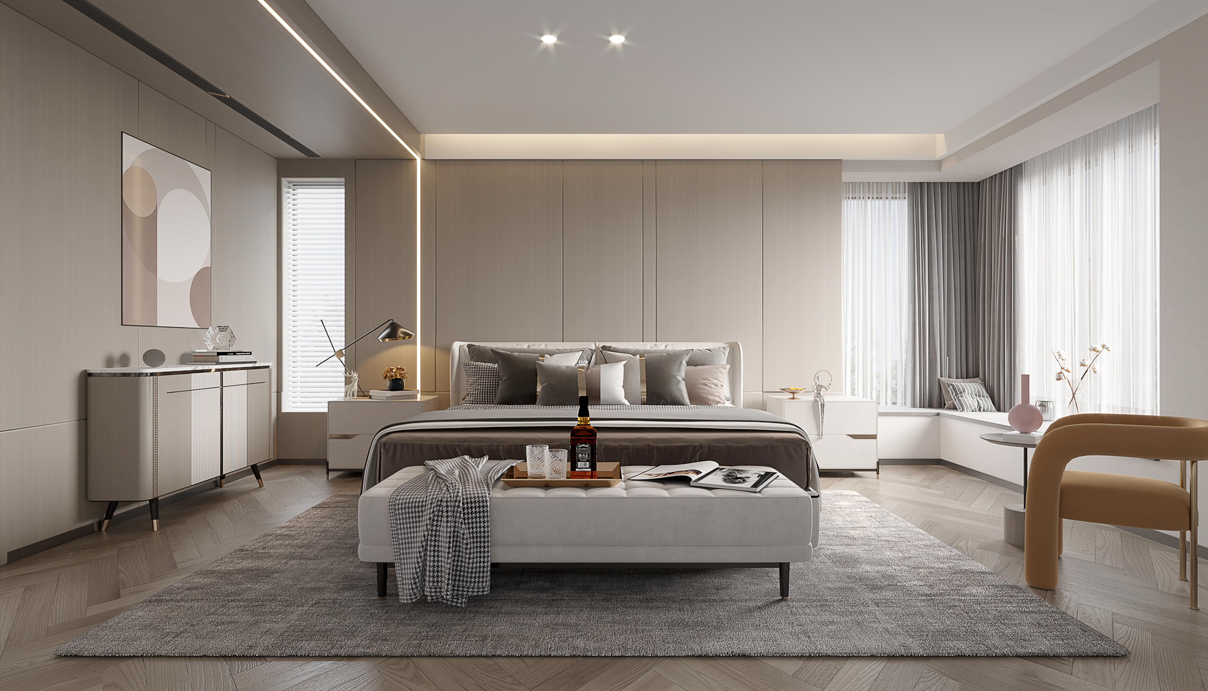 米高国际装饰郭鹏现代公寓设计 | 3D MAX2020 打造日常搬砖新美学-9