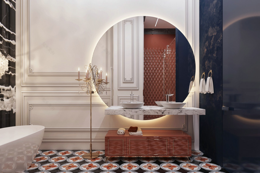 莫斯科高级灰橙色空间设计-42