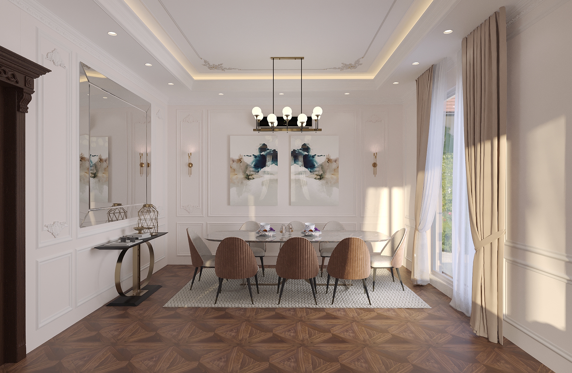 Drawing Dining Classical interior-2