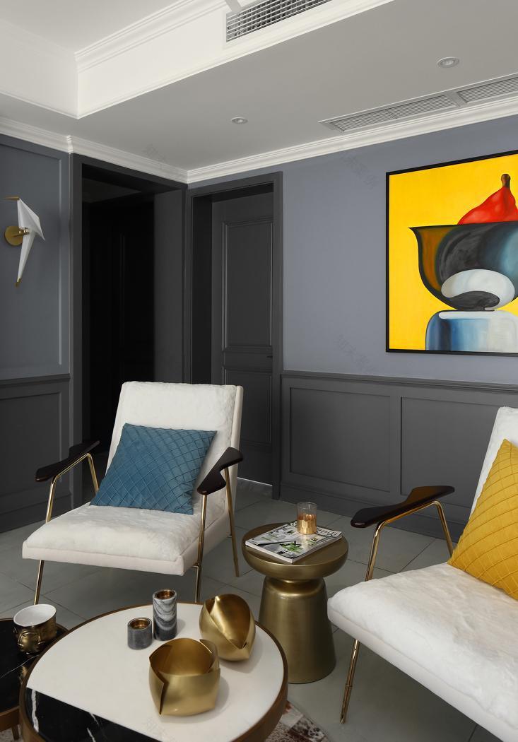 野兽派风格平层设计,金色光影演绎跃动空间-8