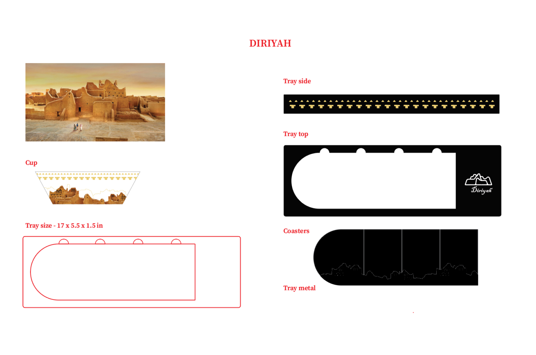 Arabic Qahwa Cup & Tray Set-32