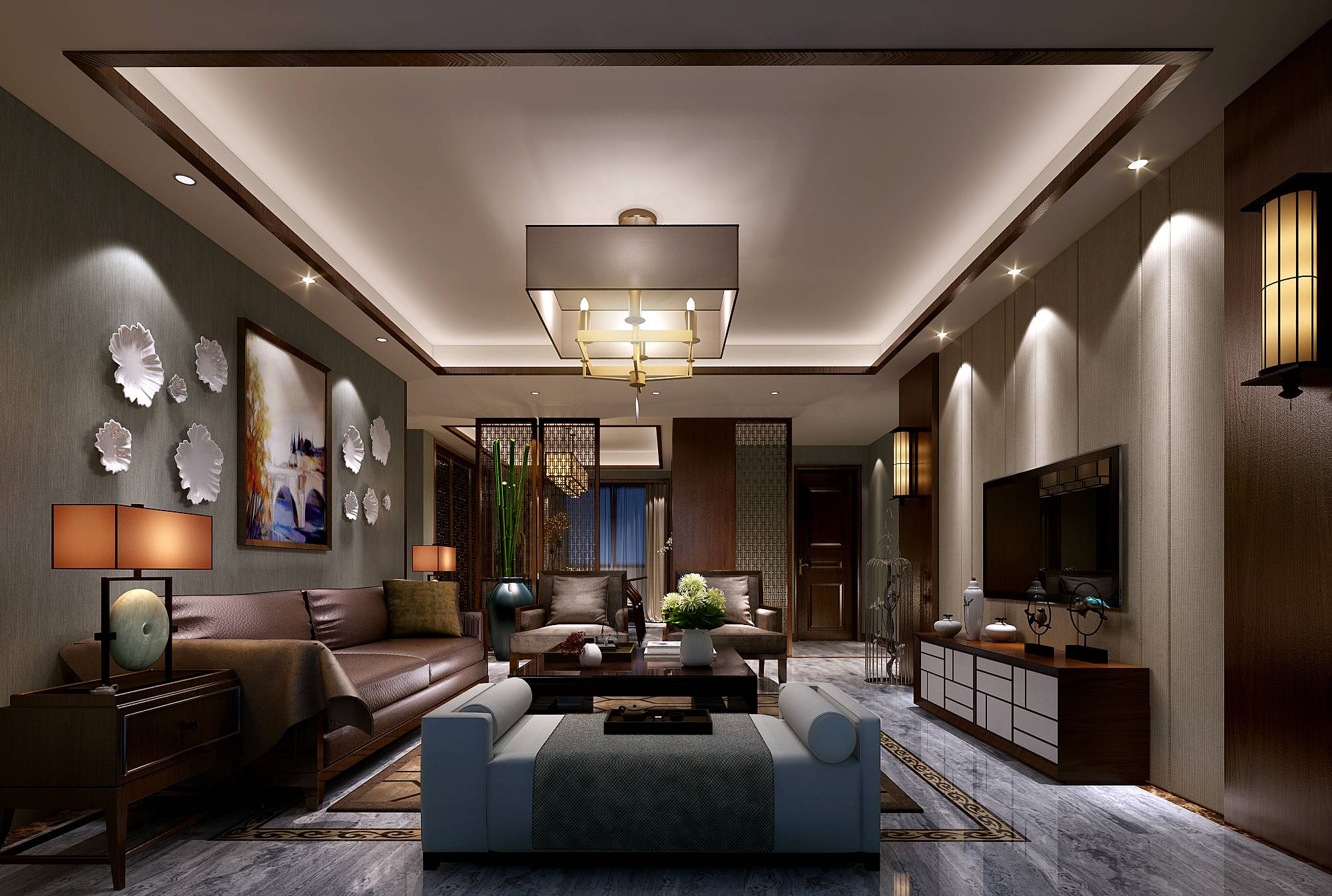 新中式 中式古典 奢华家装别墅样板房-3-3