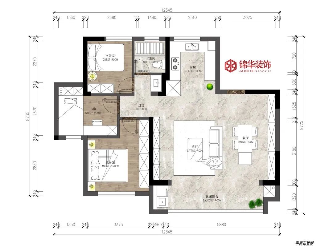 熙棠府现代简约三室两厅设计丨锦华装饰-17