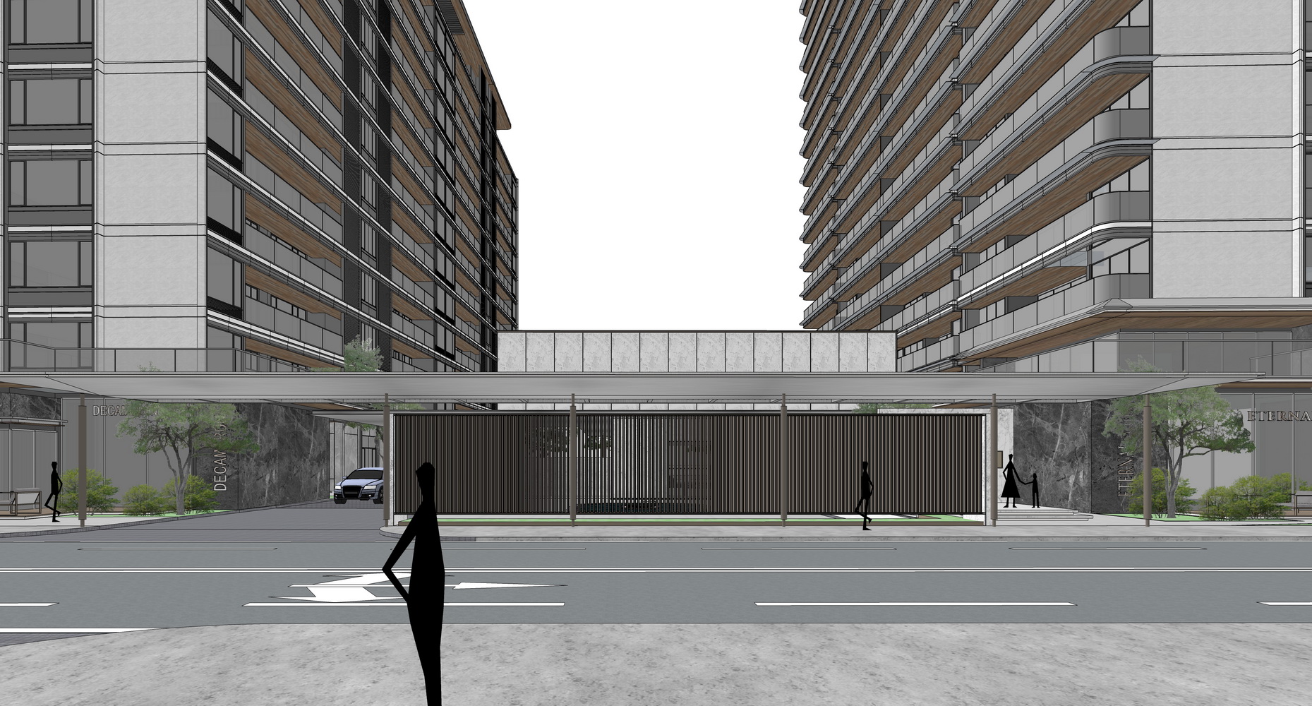 绿城高层住宅+商业街SU模型-1