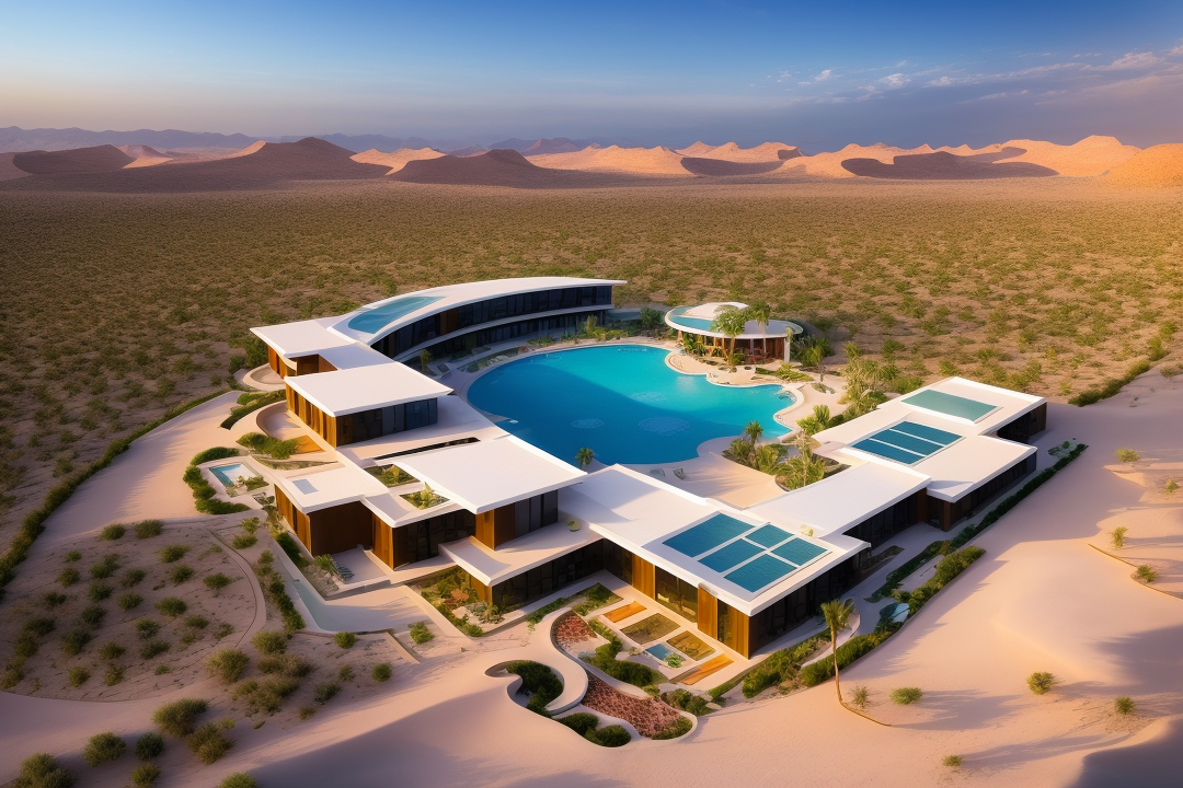 AI绘画之路-沙漠绿洲酒店-4