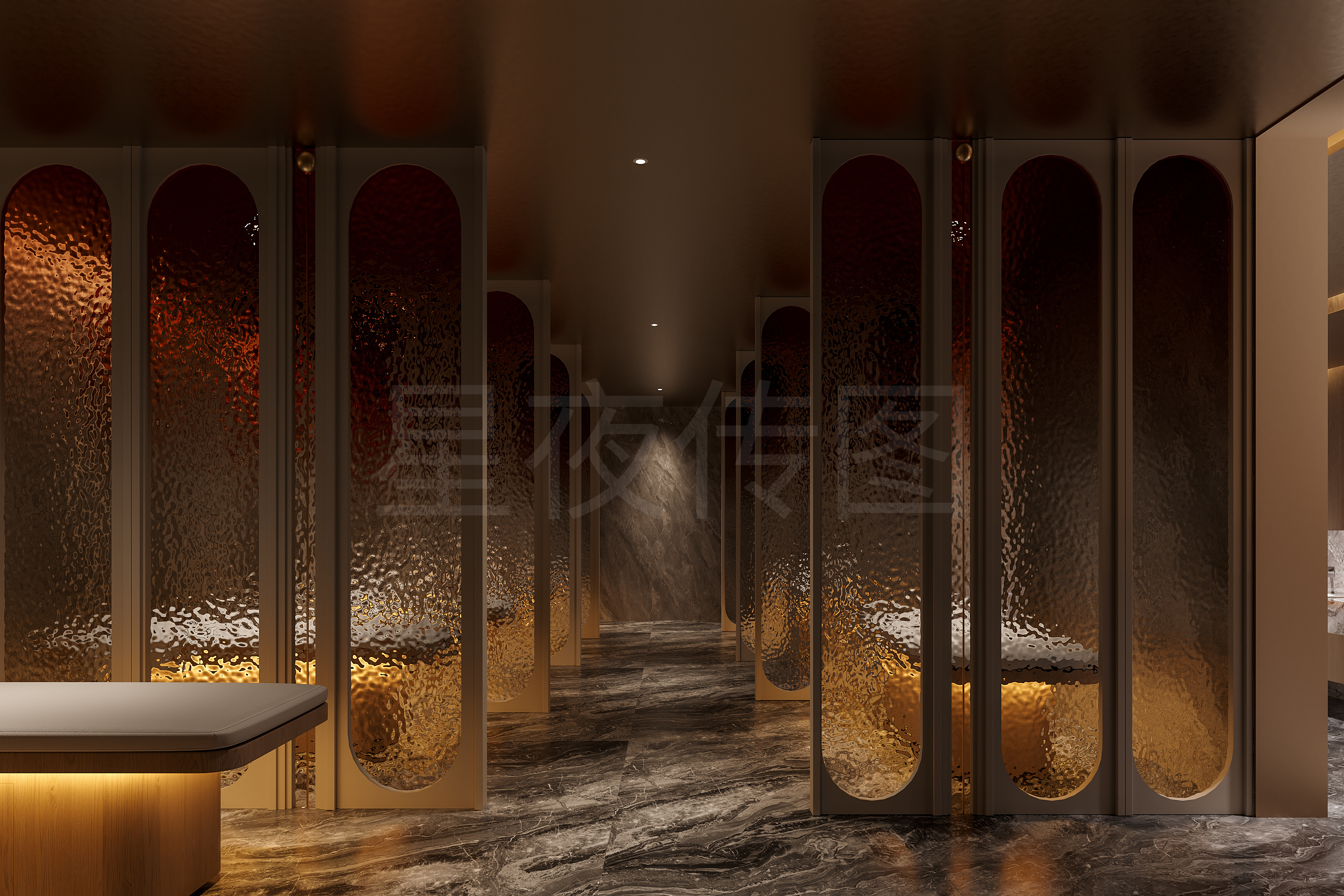 洗浴会所 环境的材质的搭配 奢华中带一丝温馨-5