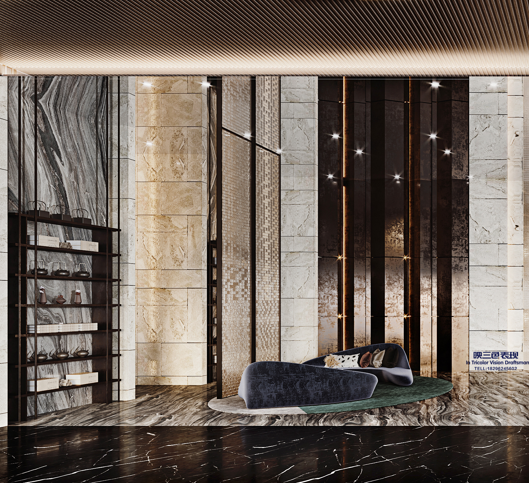 金色艺术之光的售楼处设计-10