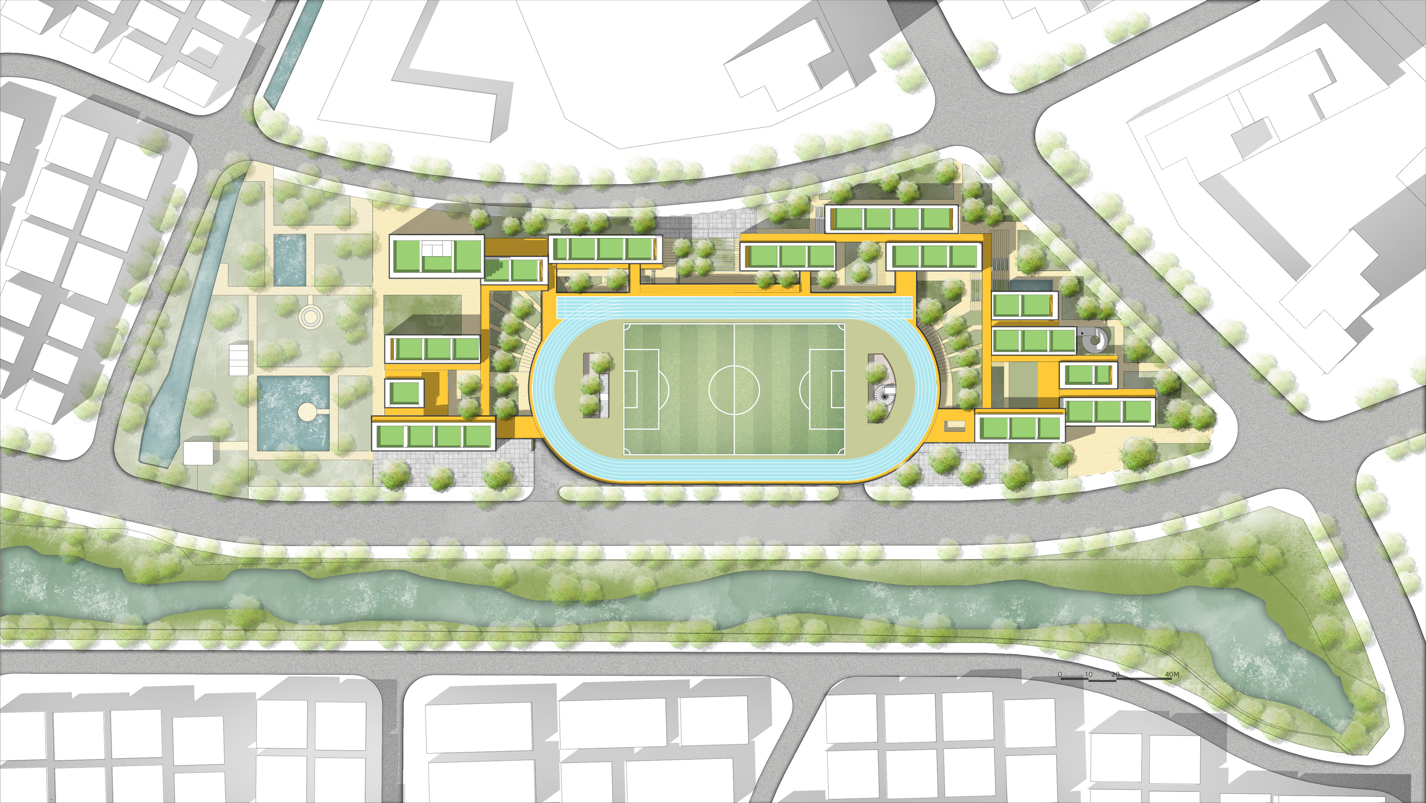 中标方案 | 引绿入园：松岗街道九年一贯制学校新建工程 / 局内设计+和域城建筑设计-2